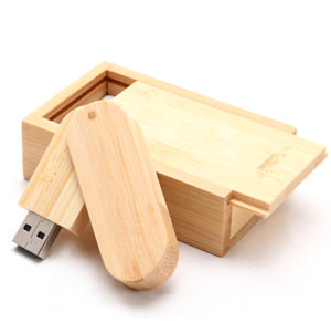 Swivel Bamboo USB Flash Drive with Bamboo Box